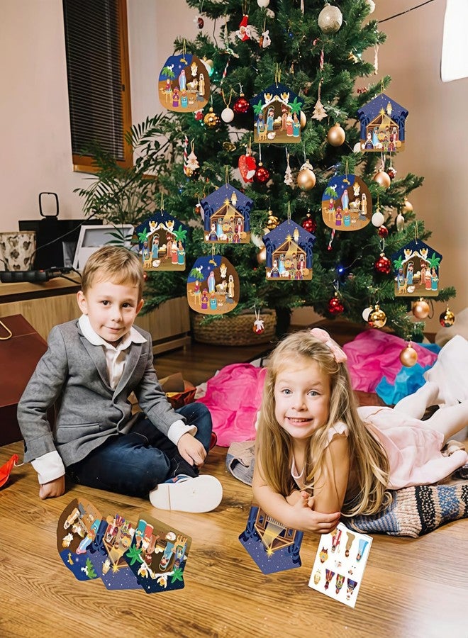 ٣٠ مجموعة من ملصقات ميلاد السيد المسيح لليلة الميلاد، مناسبة للحفلات الدينية، شجرة عيد الميلاد، أنشطة دينية للأطفال، مستلزمات حفلات ميلاد السيد المسيح، مع مجسم من الورق المقوى وحبل. - Image 4